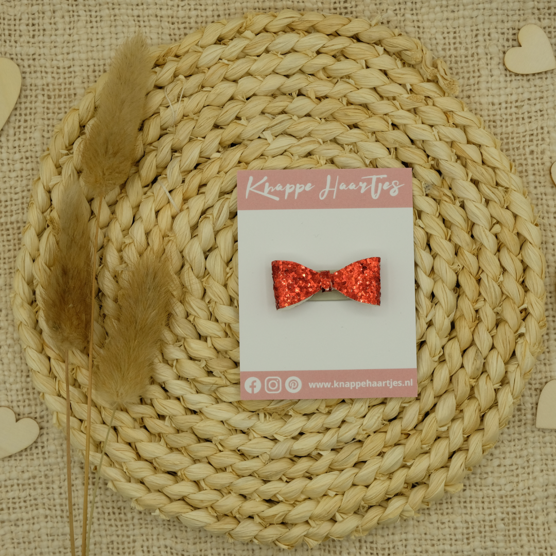 Haarstrikje rood glitter grof