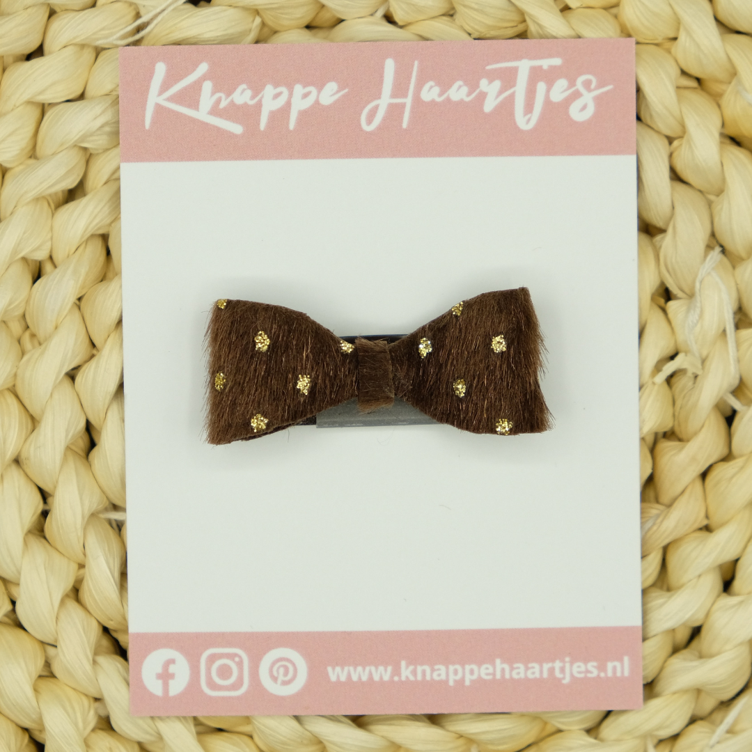Haarstrikje bruin vacht met gouden spikkel