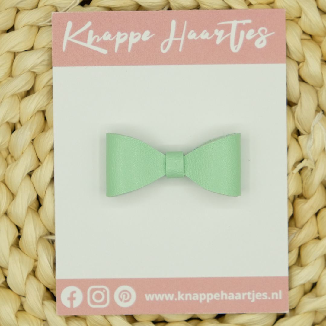 Haarstrikje mint groen glad leer