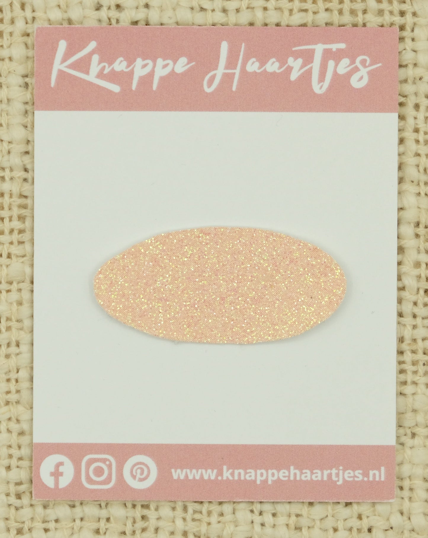 Ovaal zalm roze glitter fijn
