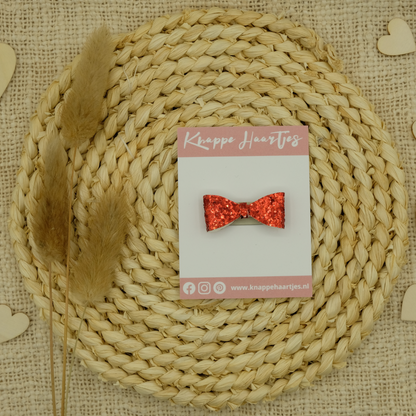 Haarstrikje rood glitter grof