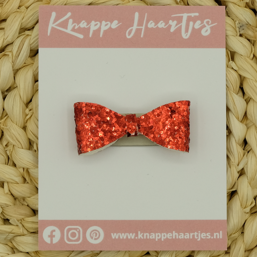 Haarstrikje rood glitter grof
