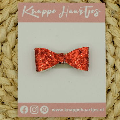 Haarstrikje rood glitter grof