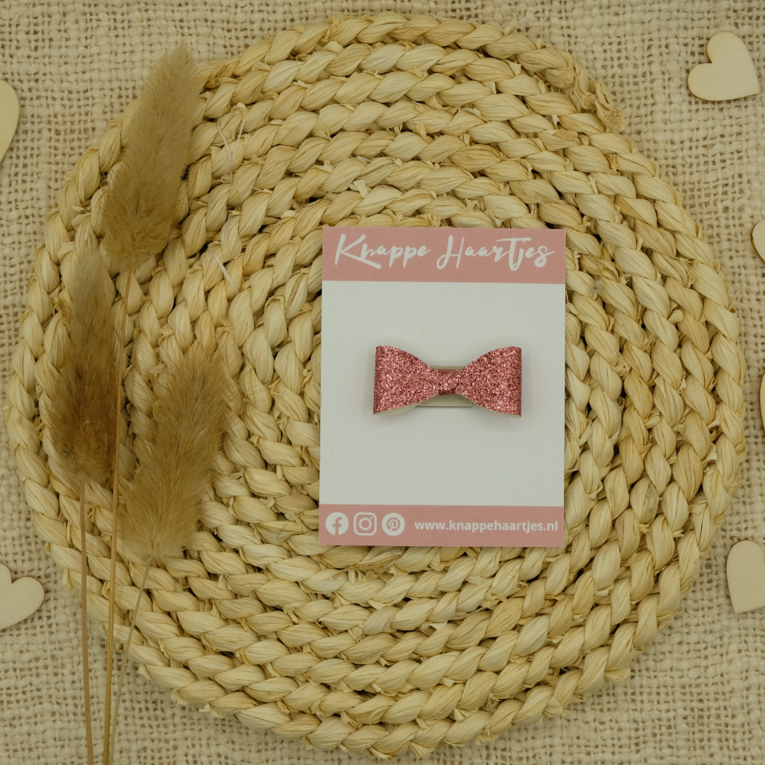 Haarstrikje roze glitter fijn