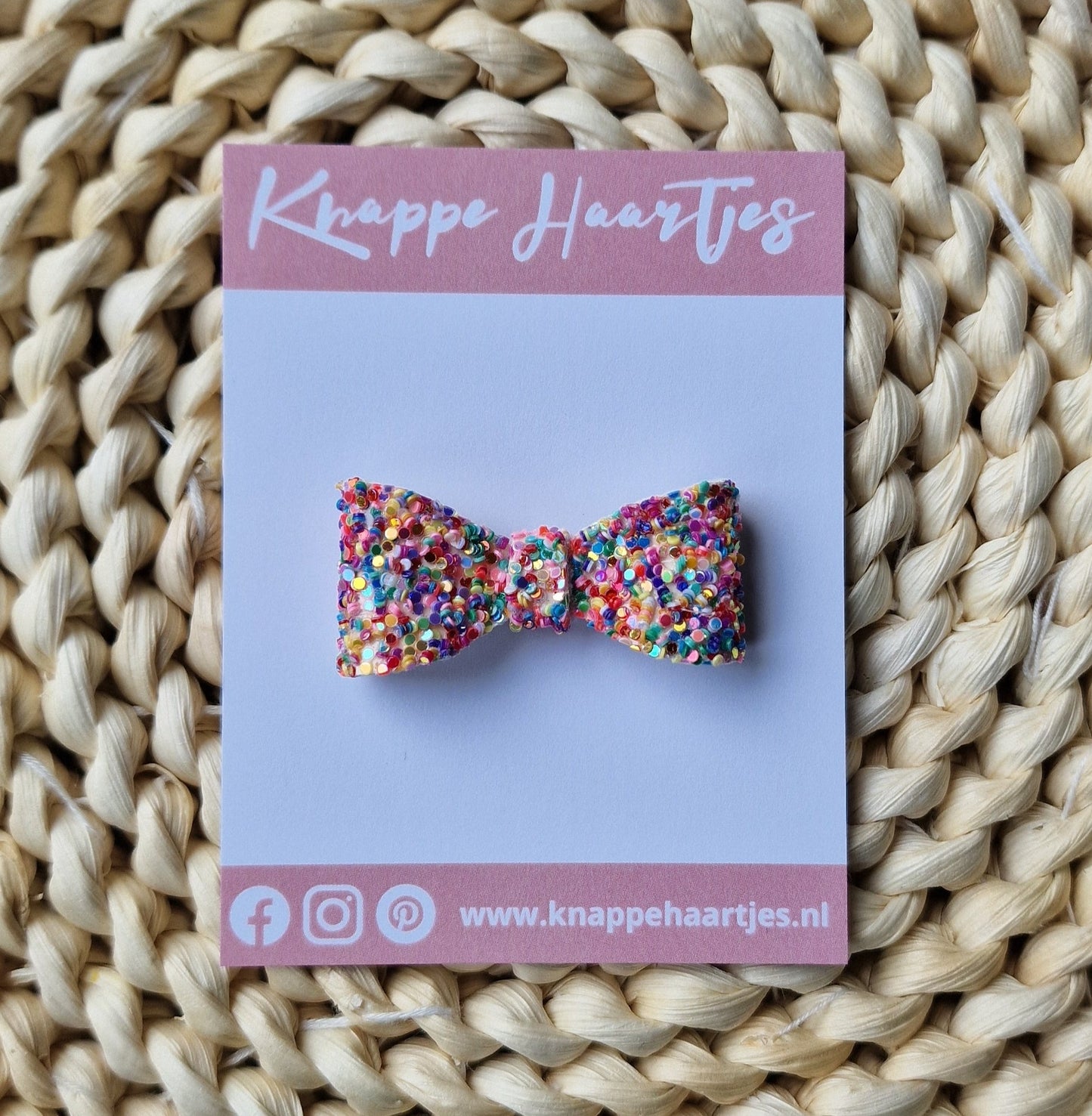 Haarstrikje regenboog glitter