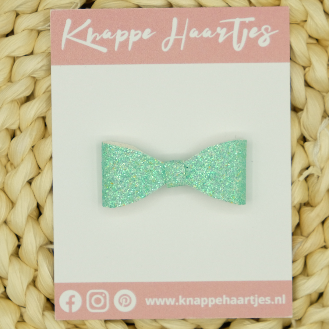 Haarstrikje mint groen glitter fijn