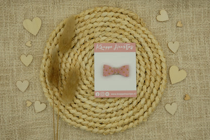 Haarstrikje roze vacht met gouden spikkel