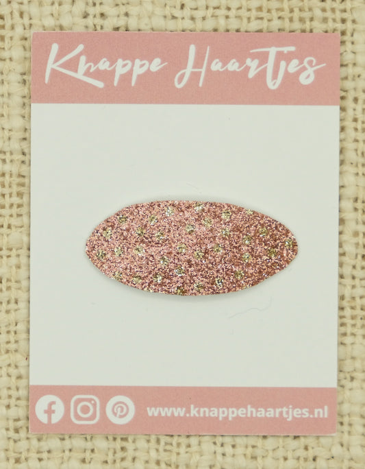 Ovaal roze glitter met gouden stippen