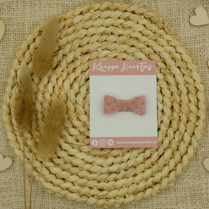 Haarstrikje roze vacht met gouden spikkel